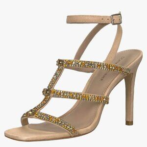 NEW Donald Pliner Winona Strappy Sandals 7.5 Crystals Stiletto Heels Nude